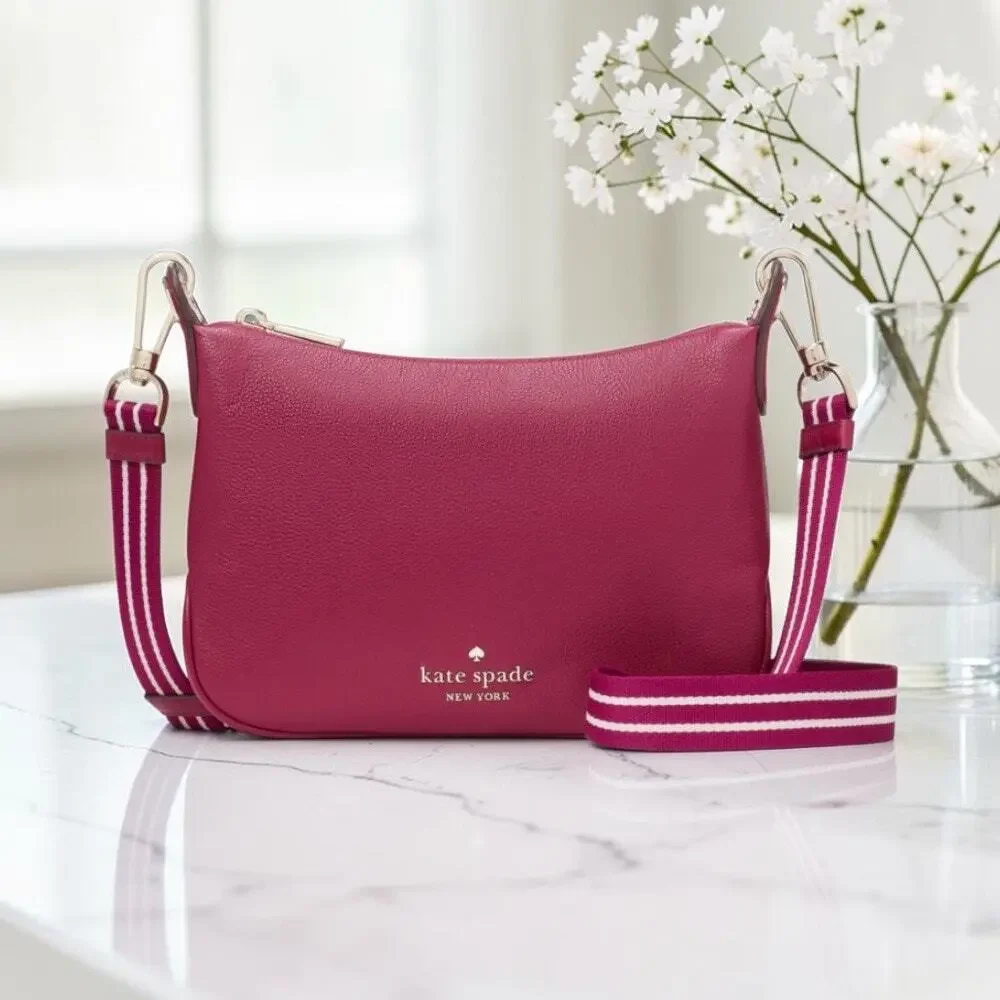 Kate Spade Rosie Small Crossbody Dark Raspberry Pink Leather Purse WKR00630 NWT